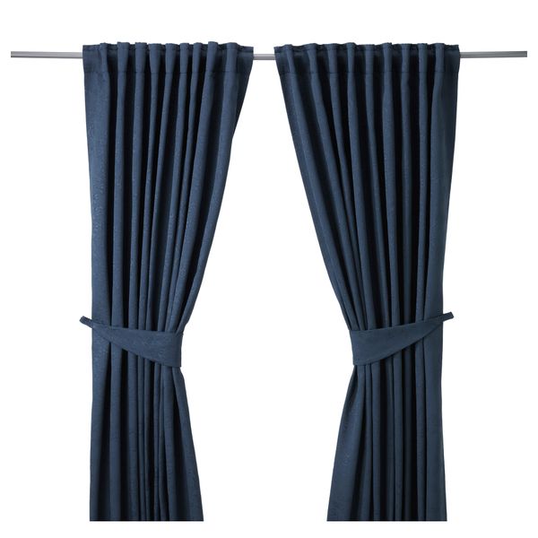 Гардины с прихватом, 1 пара БЛЕКВИВА, синий (145x300 см) - фото 1