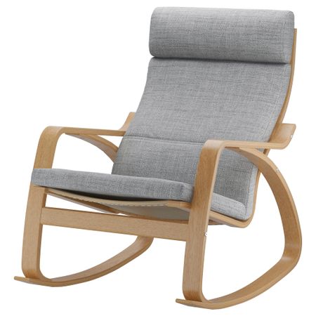 Кресло-качалка ПОЭНГ, дубовый шпон, Исунда серый