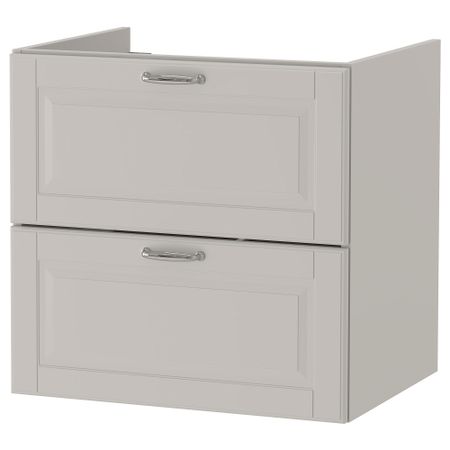 Шкаф для раковины с 2 ящиками, 60x47x58 см, Kasjön светло-серый IKEA GODMORGON ГОДМОРГОН 103.876.28