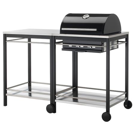 Угольный гриль с тележкой, нержавеющая сталь IKEA KLASEN КЛАСЕН 192.289.94