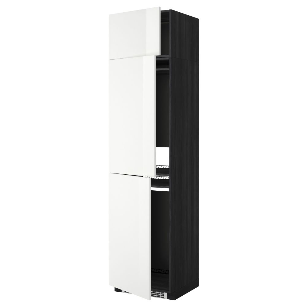 Высокий шкаф для холодильника или морозильника, с 3 дверями МЕТОД, черный, Рингульт белый (60x60x240 см) - схема-чертеж с размерами