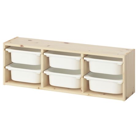 TROFAST Настенный модуль для хранения - светлая беленая сосна/белый 93x21x30 см