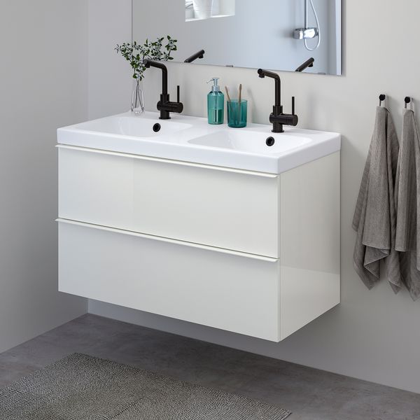 Шкаф для раковины с 2 ящиками, 103x49x64 cm IKEA ODENSVIK ОДЕНСВИК, GODMORGON ГОДМОРГОН 094.244.34 - фото 3