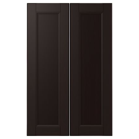 Дверца для напольного углового шкафа, 2 штуки ЛАКСАРБИ, черно-коричневый (25x80 см)