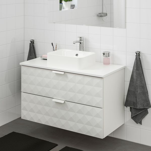 Шкаф со столешницей 45x32 раковина, Решён белый, белый БРОГРУНД смеситель 102x49x72 см IKEA ГОДМОРГОН/ТОЛКЕН / ХОРВИК 293.091.88 - схема-чертеж с размерами