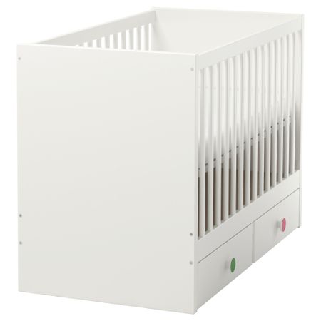 Кроватка детская с ящиками СТУВА / ФОЛЬЯ, белый (60x120 см)