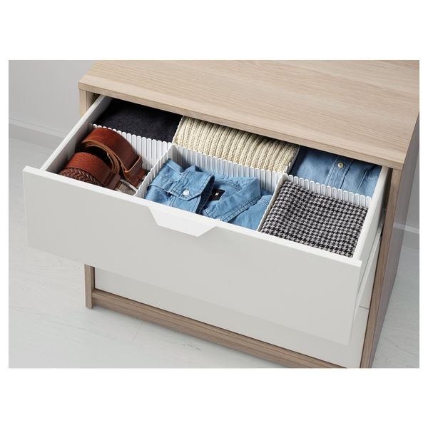 Комод с 3 ящиками АСКВОЛЬ, под беленый дуб, белый (70x68 см) - фото 3