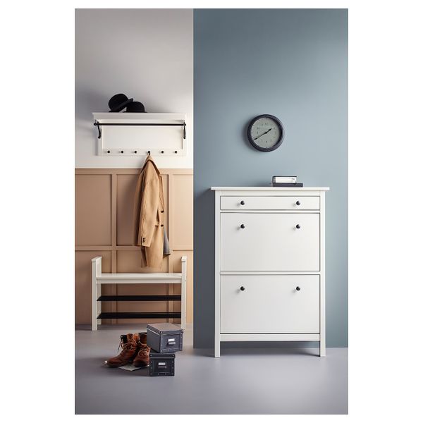 Скамья с полкой для обуви, белый 85x32x65 см IKEA HEMNES ХЕМНЭС 903.752.40 - схема-чертеж с размерами