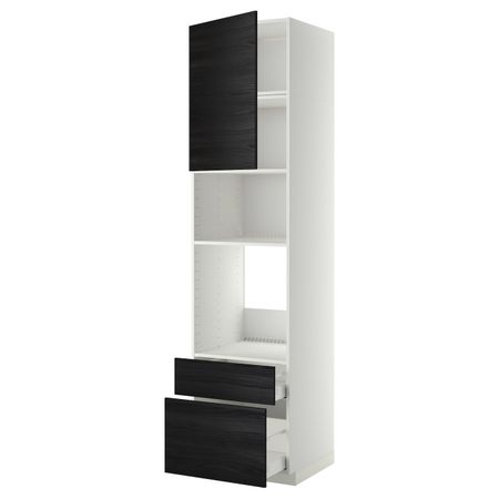 Высокий шкаф для духовки и СВЧ/дверца/2ящ, белый, Тингсрид черный 60x60x240 см IKEA МЕТОД / МАКСИМЕРА 792.371.08