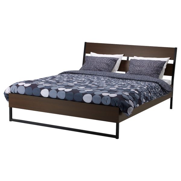 Каркас кровати, темно-коричневый/черный 160x200 см IKEA TRYSIL ТРИСИЛ 692.111.56 - фото 2