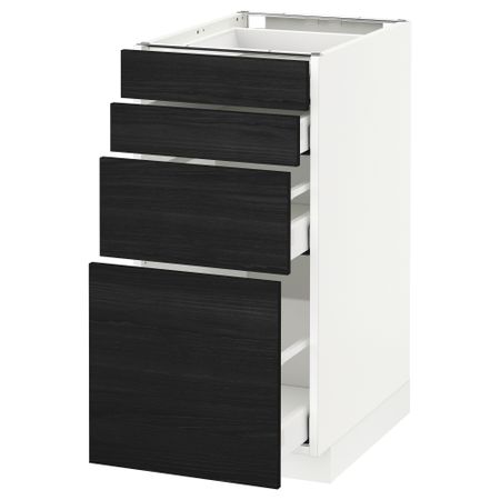 Напольный шкаф 4 фронтальных панели, 4 ящика МЕТОД / МАКСИМЕРА, белый, Тингсрид черный