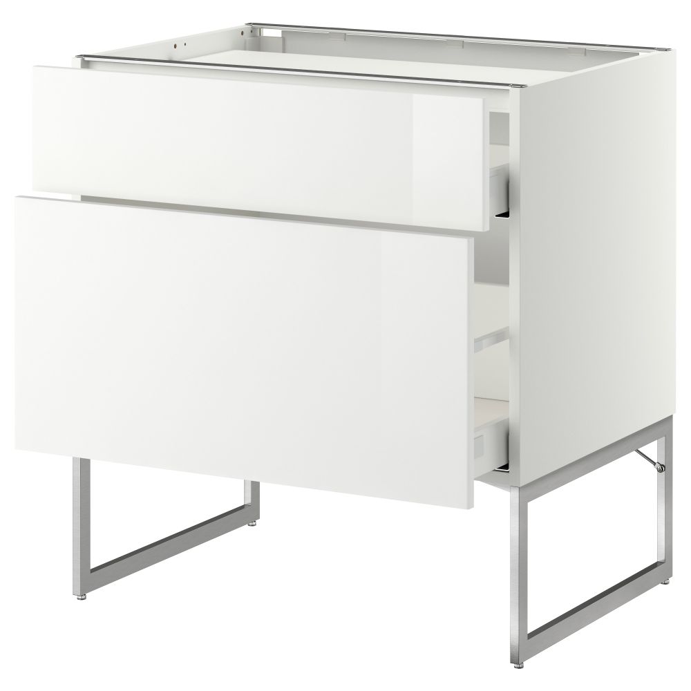 Напольный шкаф, 2 фронтальных панели, 3 ящика МЕТОД / МАКСИМЕРА, белый, Рингульт белый - схема-чертеж с размерами