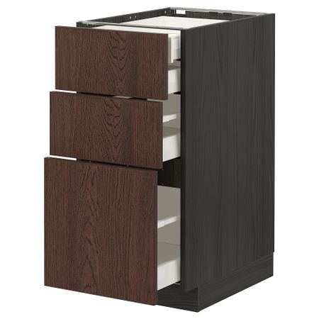Напольный шкаф 3 фасада, 2 низких, 1 средний, 1 высокий ящик, 40x60 cm IKEA METOD МЕТОД, MAXIMERA МАКСИМЕРА 594.056.35