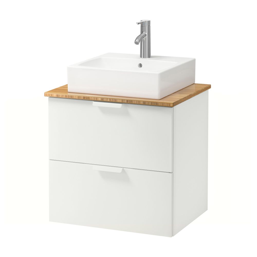 Шк п-раковину/столешн45x45/раковина ГОДМОРГОН/АЛДЕРН / ТОРНВИКЕН, белый, бамбук (62x49x72 см) - схема-чертеж с размерами