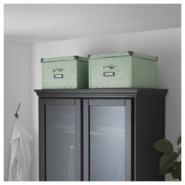 Коробка с крышкой ФЬЕЛЛА, светло-зеленый, в горошек (40x56x28 см) - фото 3