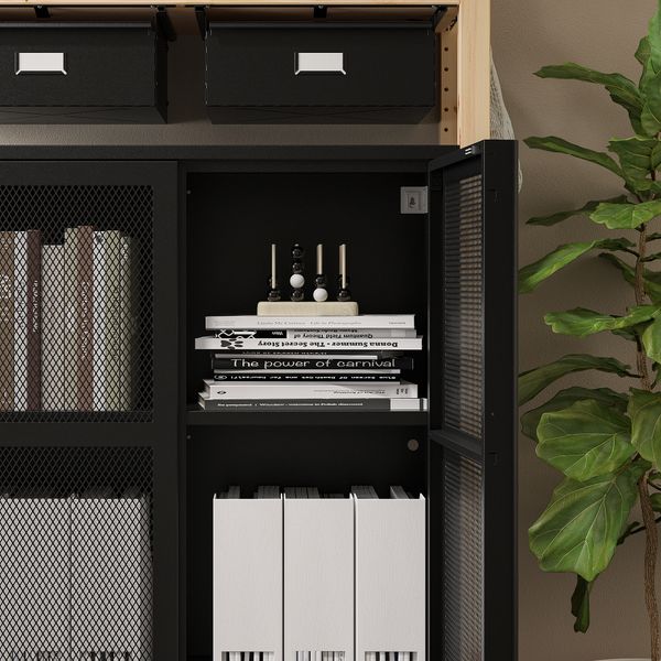 1 секция, полки, шкаф, 89x30x124 см, сосна, черный сетка IKEA IVAR ИВАР 495.081.63 - схема-чертеж с размерами