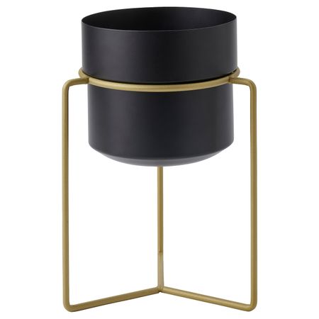Кашпо на опоре, для дома, улицы черный/желтая медь 15 см IKEA GOJIBÄR ГОЙИБЭР 704.968.46