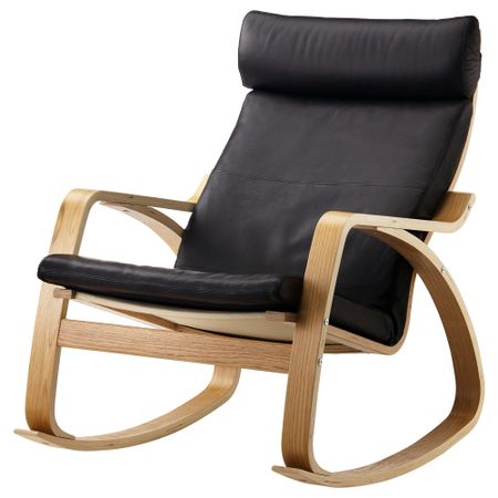 Кресло-качалка ПОЭНГ, дубовый шпон, Смидиг черный