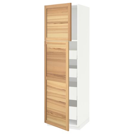 Высокий шкаф/2дверцы/4ящика, белый/Торхэмн ясень 60x60x200 см IKEA METOD МЕТОД / MAXIMERA МАКСИМЕРА 794.463.57