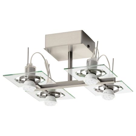 Потолочный софит, 4 ламп ФУГА, хромированный, прозрачное стекло