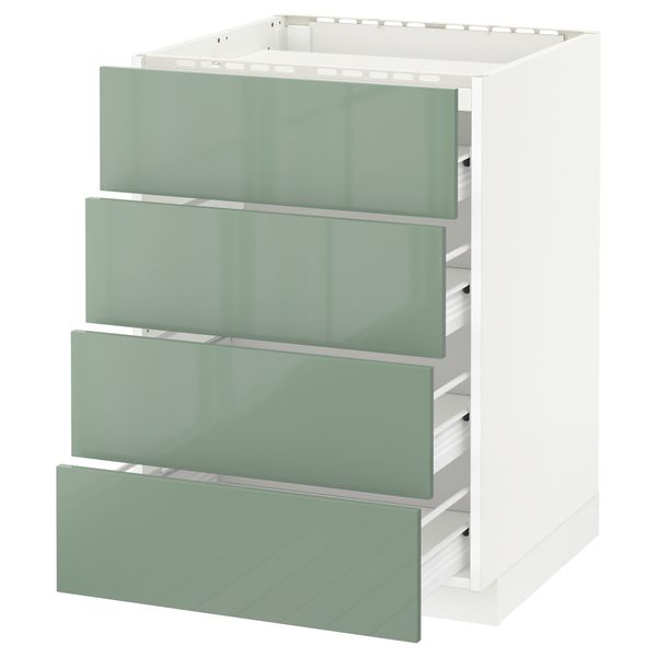 Напольный шкаф, 4 фронтальных панели, 4 ящика МЕТОД / ФОРВАРА, белый, Калларп светло-зеленый - схема-чертеж с размерами