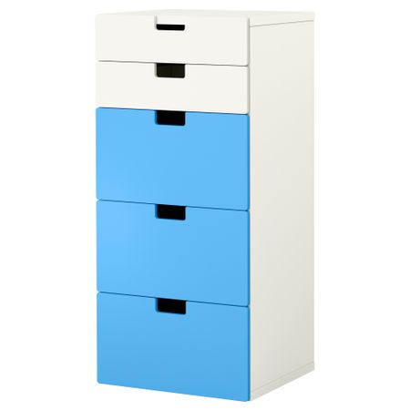 Комбинация для хранения с ящиками СТУВА, белый, синий (60x50x128 см)