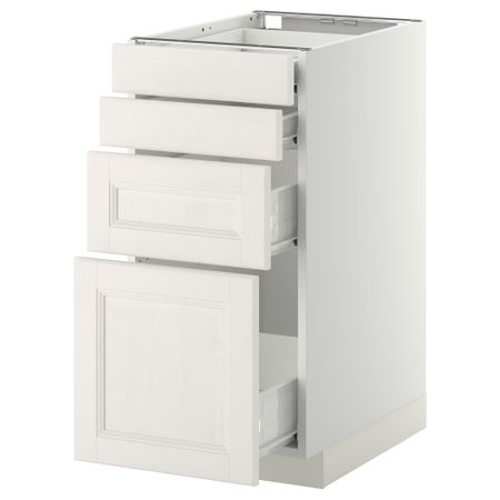 Напольный шкаф 4 фронтальных панели, 4 ящика МЕТОД / ФОРВАРА, белый, Лаксарби белый