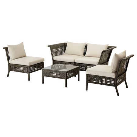 4-местный комплект садовой мебели, черно-коричневый/Холло бежевый IKEA КУНГСХОЛЬМЕН 492.287.99