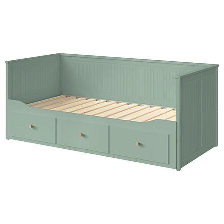 HEMNES Каркас кровати-кушетки с 3 ящиками - серо-зеленый 80x200 см