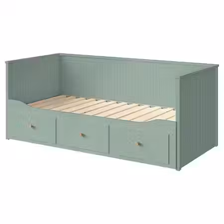 HEMNES Каркас кровати-кушетки с 3 ящиками - серо-зеленый 80x200 см