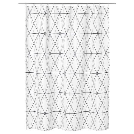 Штора для ванной, белый черный, серый, 180x200 см IKEA ФЁЛЬЙАРЕН 603.490.16