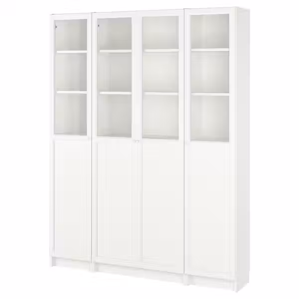 BILLY / OXBERG Стеллаж + глухие/стеклянные дверцы - белый 160x202 см - фото 1