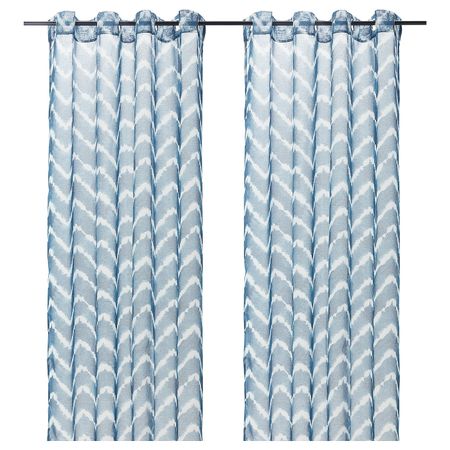 Гардины, 2 шт., синий-белый 145x300 см IKEA SAGALILL САГАЛИЛЛЬ 704.647.89