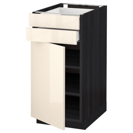 Напольный шкаф с дверцей, 2 ящиками МЕТОД / МАКСИМЕРА, черный, Рингульт кремовый