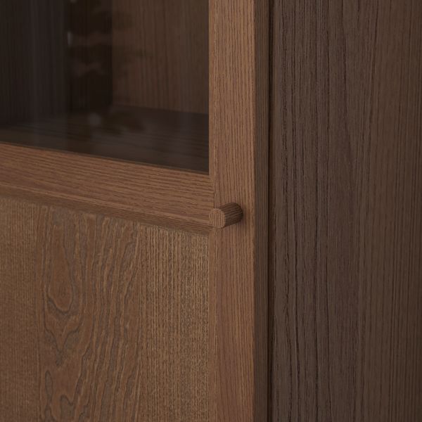 Стеллаж, панельная, стеклянная дверь, 40x30x202 см, коричневый ясеневый шпон, стекло IKEA BILLY БИЛЛИ, OXBERG ОКСБЕРГ 092.874.13 - фото 4