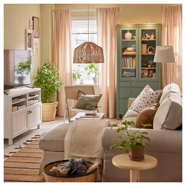 LENDA Гардины с прихватом, 2 шт. - светло-розовый/с лентой 140x300 см - фото 2