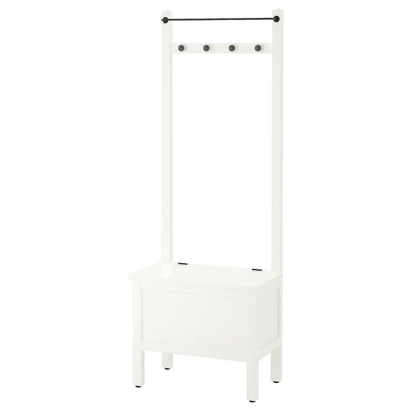 Скамья с ящиком, штанга и 4 крючка, белый 64x37x173 см IKEA HEMNES ХЕМНЭС 303.966.60 - фото 1