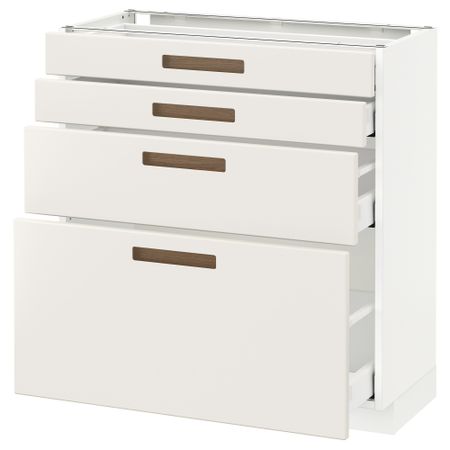 Напольный шкаф 4 фронтальных панели, 4 ящика МЕТОД / МАКСИМЕРА, белый, Мэрста белый