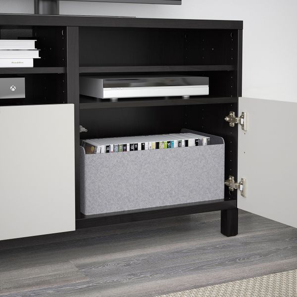 Тумба под ТВ, с дверцами, черно-коричневый/Лаппвик/стуббарп светло-серый 120x42x74 см IKEA БЕСТО 692.495.69 - фото 4