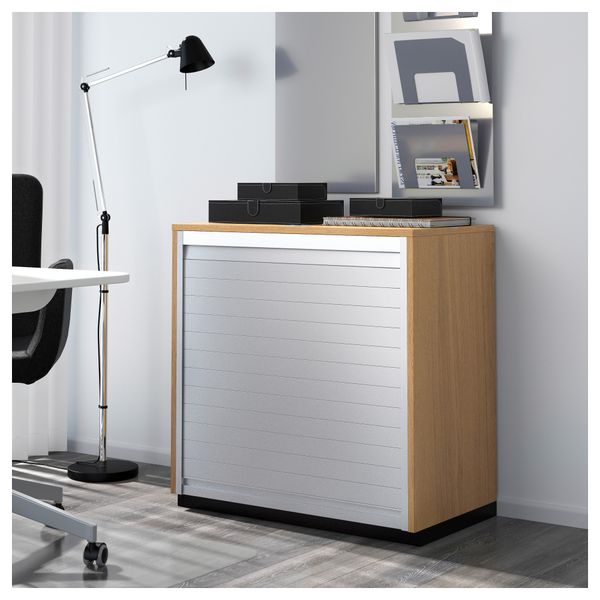 Шкаф с дверью-шторой ГАЛАНТ, дубовый шпон (80x80 см) - фото 2