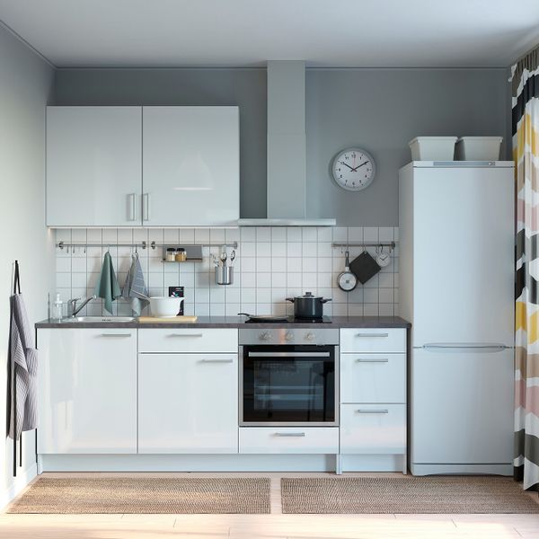 Кухня, глянцевый белый 220x61x220 см IKEA KNOXHULT КНОКСХУЛЬТ 094.015.12 - схема-чертеж с размерами