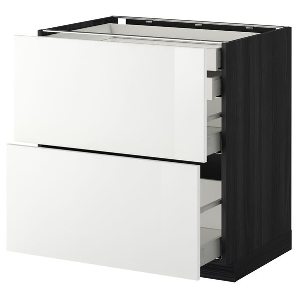 Напольный шкаф 2 фронтальные панели, 2 нижних, 1 средний, 1 высокий ящик МЕТОД / МАКСИМЕРА, черный, Рингульт белый - фото 1