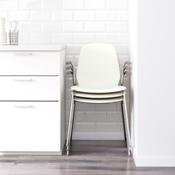 Стул, белый/Дитмар хромированный IKEA LEIFARNE ЛЕЙФ-АРНЕ 192.271.69 - фото 3
