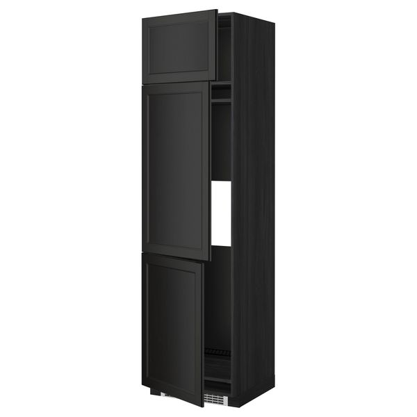 Высокий шкаф для холодильника или морозильника, с 3 дверями МЕТОД, черный, Лаксарби черно-коричневый - схема-чертеж с размерами