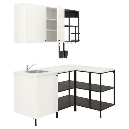 Угловая кухня, антрацит, белый IKEA BEGIVENHET БЕГИВЕНХЕТ 493.381.61