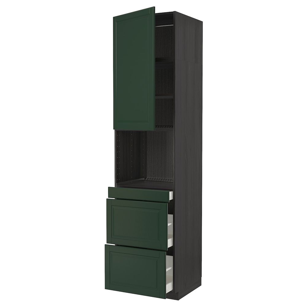Высокий шкаф для СВЧ/дверца/3ящика, черный/Будбин темно-зеленый 60x60x240 см IKEA МЕТОД / МАКСИМЕРА 993.135.54 - схема-чертеж с размерами