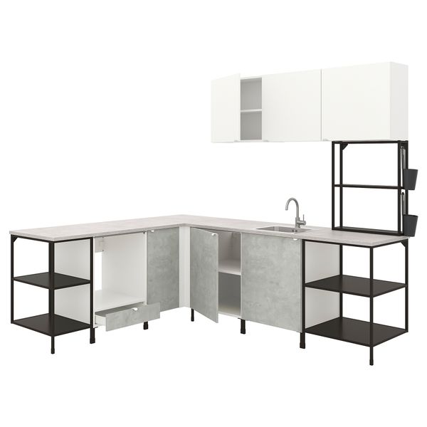 Угловая кухня, антрацит, под бетон белый IKEA BEGIVENHET БЕГИВЕНХЕТ 993.381.25 - фото 2