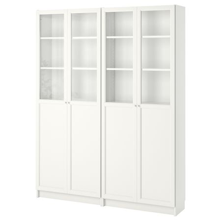 Стеллаж, белый 160x30x202 см IKEA BILLY БИЛЛИ / OXBERG ОКСБЕРГ 292.440.12