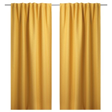 Гардины, 1 пара ВИЛБОРГ, желтый (145x300 см)