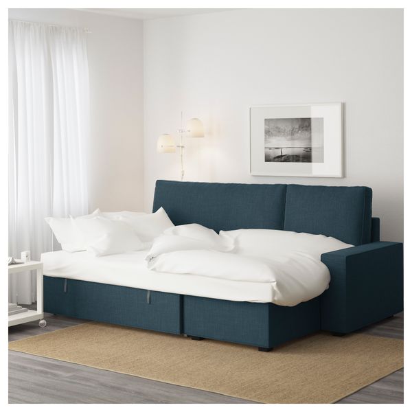 Диван-кровать с козеткой ВИЛАСУНД, Хилларед темно-синий - схема-чертеж с размерами